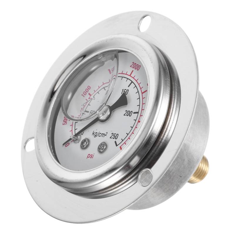 FELTECHELECTR Barometer messwerkzeug Flanschmanometer Industrielles Manometer Druckanzeige Flüssigkeitsdruckwerkzeug Druckmessgerät Manometer für Schalttafeleinbau Messgerät. Edelstahl Silver von FELTECHELECTR