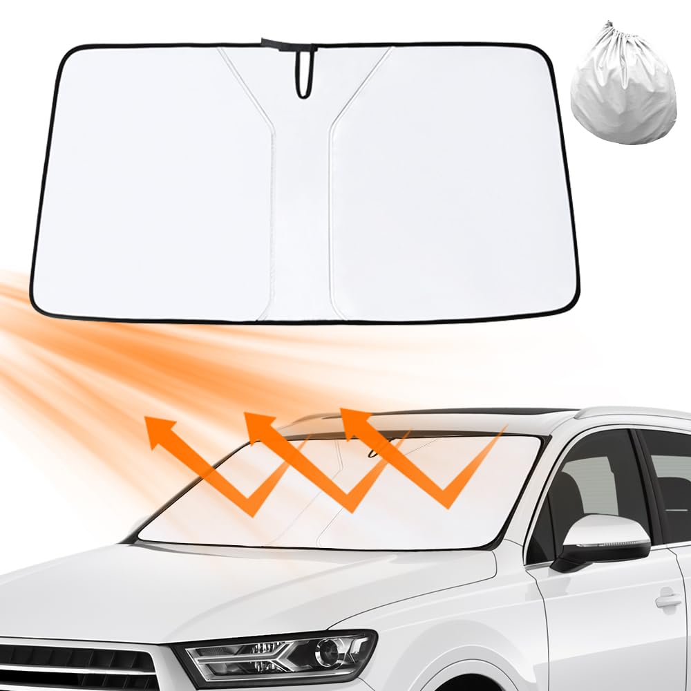 FENGQ Sonnenschutz Auto Frontscheibe Sonnenschirm Auto Faltbar Auto Windschutzscheibe Sonnenschirm mit UV-Schutz Sonnenschutz für Auto Hitzeschutz für die meisten Autos und SUV(142 * 80cm) von FENGQ