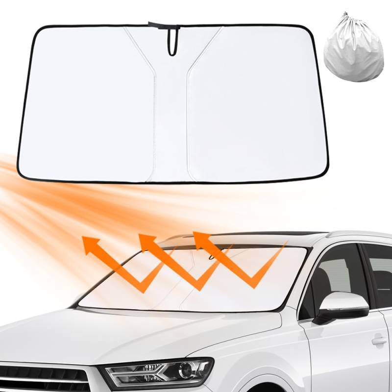 FENGQ Sonnenschutz Auto Frontscheibe Sonnenschirm Auto Faltbar Auto Windschutzscheibe Sonnenschirm mit UV-Schutz Sonnenschutz für Auto Hitzeschutz für die meisten Autos und SUV(142 * 80cm) von FENGQ