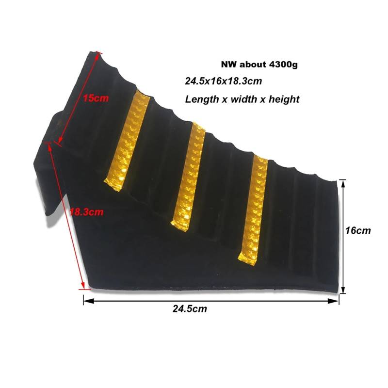 1 Stück solide Radrampe, tragbar, Anti-Rutsch-Stopp, temporärer Parkstopper, Stopprad, dreieckig, blockierend, reflektierend, mit Ring von FENGXCUI