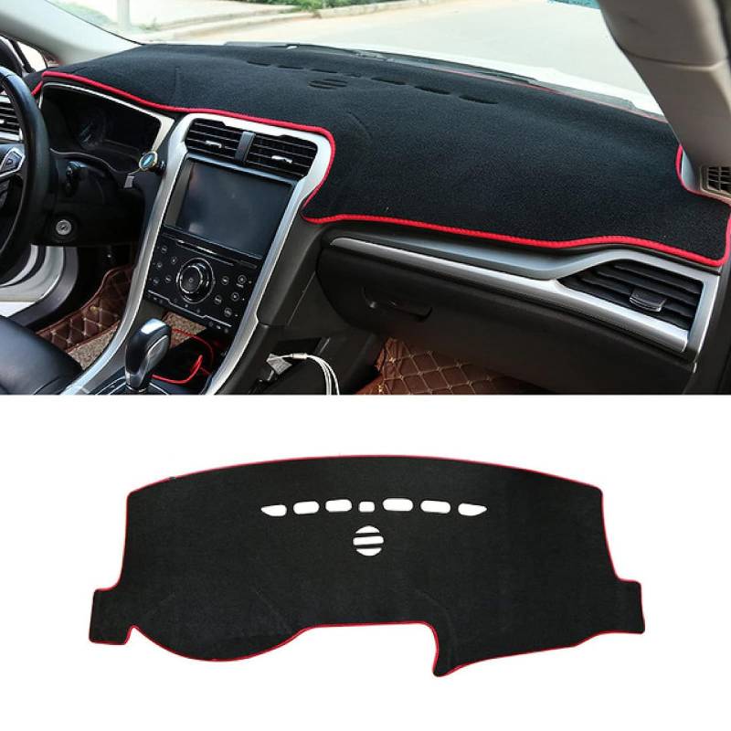 Auto Armaturenbrett Abdeckung Matte Für Ford Mondeo MK5 2014-2019, Mittelkonsole Armaturenbrett Teppich Schatten Schutz Rutschfestes Matten Interior ZubehöR,A/Red-Side von FENOQ