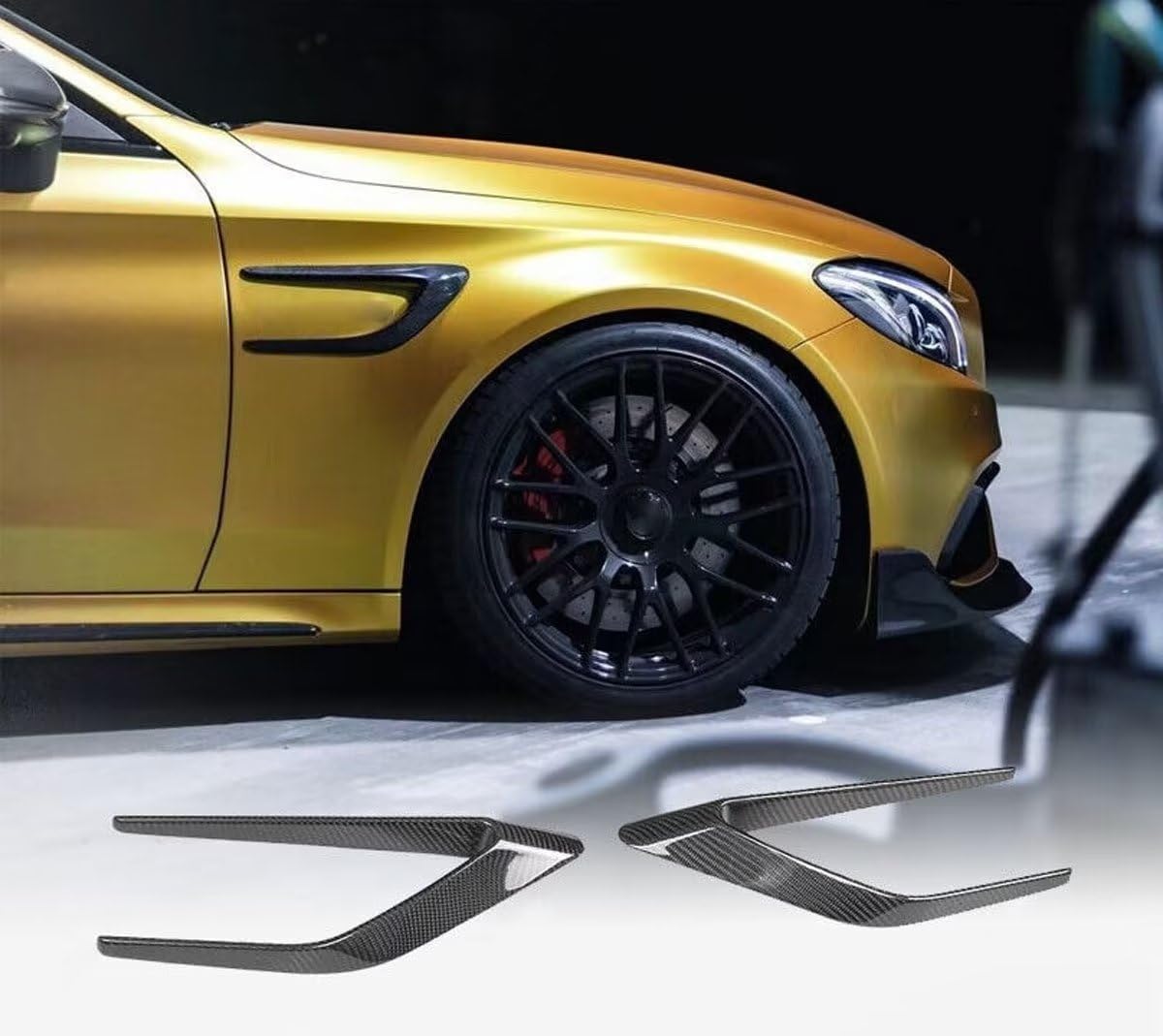 Auto Frontstoßstange Seitendiffusor Spoiler für Mercedes Benz C Class W205 C205 C63 AMG Coupe 2-Door 2015-2018,Front Stoßstange Splitter Canard Diffusor Fin Ersatz Zubehör von FENVY