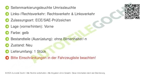 Seitenmarkierungsleuchte Umrissleuchte Kompatibel mit von Autoteile Gocht von FER