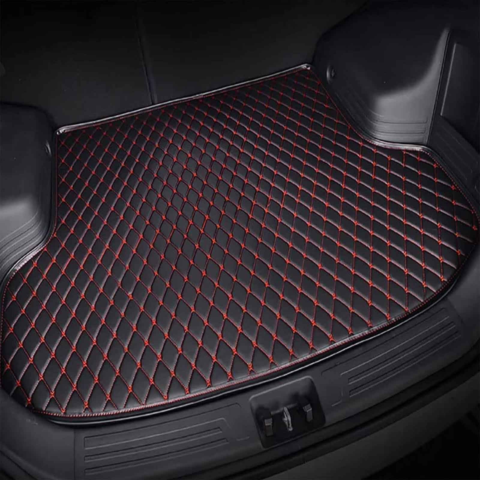 Kofferraummatte für Toyo-TA Aqua 2019 - Auto Leder Kofferraumwanne - Allwetter Kofferraum Schutzmatte - Wasserdicht Gepäckraumwanne - Gepäckraumeinlage, Black Red von FERFXN