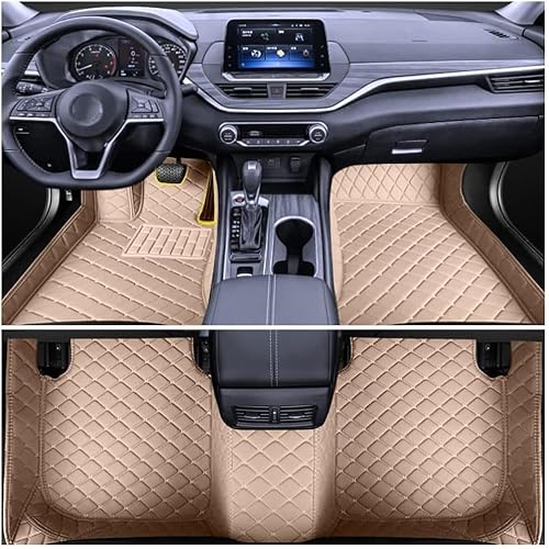 Leder Auto-Fußmatten für Land Rover Range Rover Vogue 2012-2022, Vorne Hinten FußMatte Anti-Rutsch Bodenmatte Set Automatten Teppiche Styling Zubehör,H Beige von FERFXN