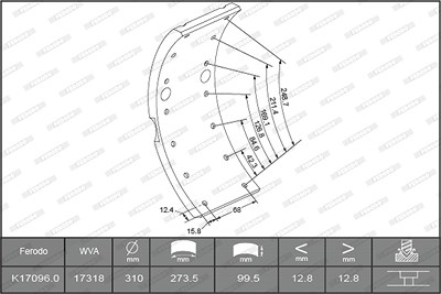 Ferodo Bremsbelagsatz, Trommelbremse [Hersteller-Nr. K17096.0-F3653] für Iveco von FERODO