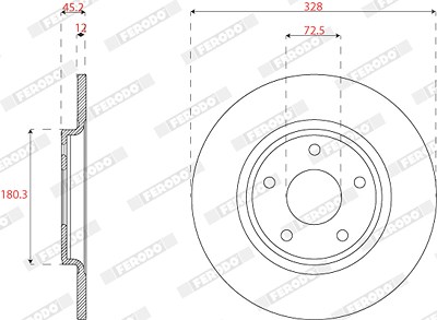 Ferodo Bremsscheibe [Hersteller-Nr. DDF2818C] für Chrysler, Fiat, Lancia von FERODO