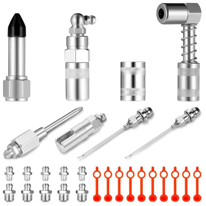 FERSTALO Fettpresse Adapter Fettpresse Aufsatz für Schmiernippel Mundstück für Fettpresse Schmiermittel aufsatz Fettpressenrohr Adapter Schmierpresse Anschluss Nippel (7 Typen) von FERSTALO