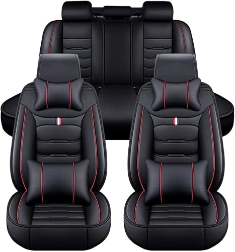 Auto Sitzbezüge für VW Golf 7 Variant/Golf Variant R R-Line Wagon, 5 Seats PU Leder Vollständige Abdeckung Wasserdichte Gemütlich Sitze Vorne und Hinten Autositzbezüge,Luxurious_Set-D_Black_Red von FESTAS