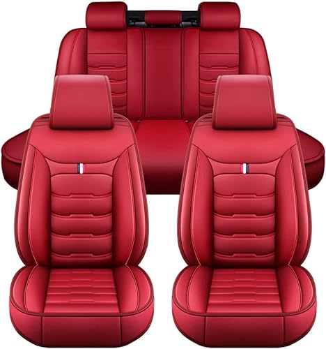 FESTAS Auto Sitzbezüge Sets für Nissan Teana 2019 2020 2021 2022, 5 Sitze Leder Sitzschoner Vorne und Hinten Wasserdicht Verschleißfest Komfortabler Accessories,C Red von FESTAS