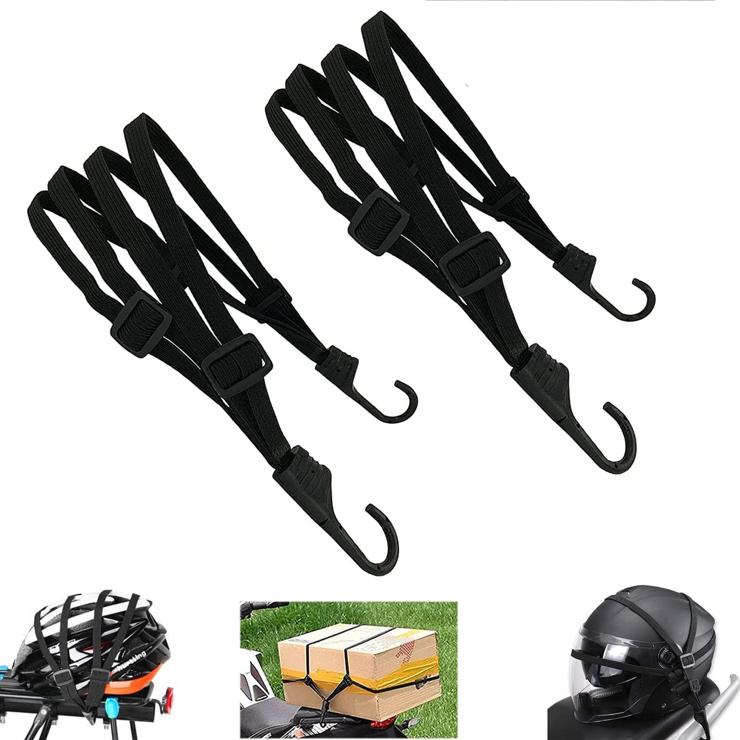 4in1 Spanngurte Motorrad, Fahrrad Expander mit Haken, 2 pcs Einstellbar Gummibänder, Spanngurte mit Haken, Spanngurte Fahrradträger Gepäckspanner Gummiband,Befestigungsriemen Spanngurte kurz(60-105cm) von FFTANXS