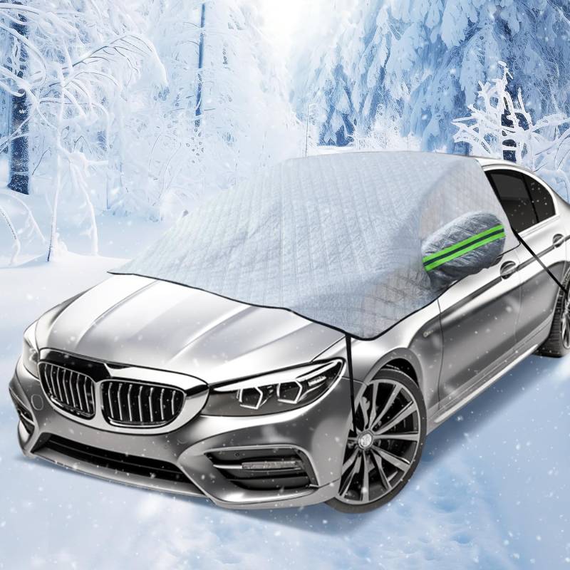 FFTANXS Frontscheibenabdeckung, Sonnenschutz Auto Frontscheibe, Auto Schneedecke, Auto Frontscheibe für Winter Schneeabdeckung Eisschutzfolie und Scheibenwischer UV-Schutz, Faltbare(230x145cm) von FFTANXS