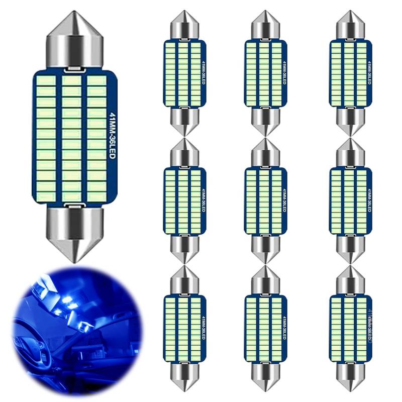 Innenraumbeleuchtung Auto Led, LED Auto Innenbeleuchtung 41MM, LED Innenbeleuchtung Streifen,Plug and Play 12v Led Innenraumbeleuchtung Auto,Auto Beleuchtung Innenraum, Auto Licht Innenraum(Eisblau) von FFTANXS