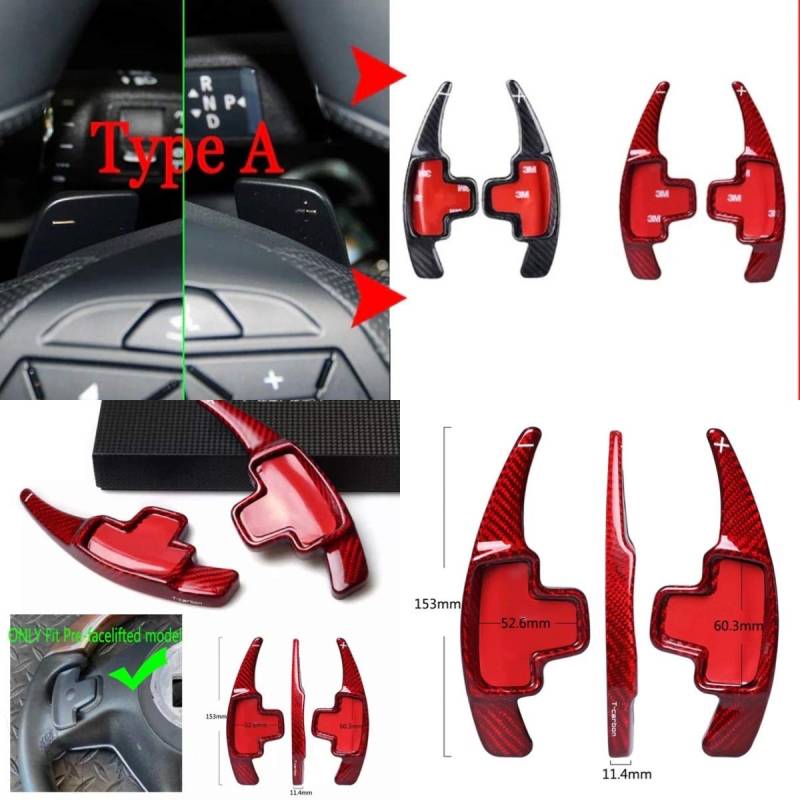 Carbon Optik Schaltwippen Verlängerung Passend für Mercedes Benz A B C E Klasse GLC CLA CLS GLE GLS GLK von FFZ Parts