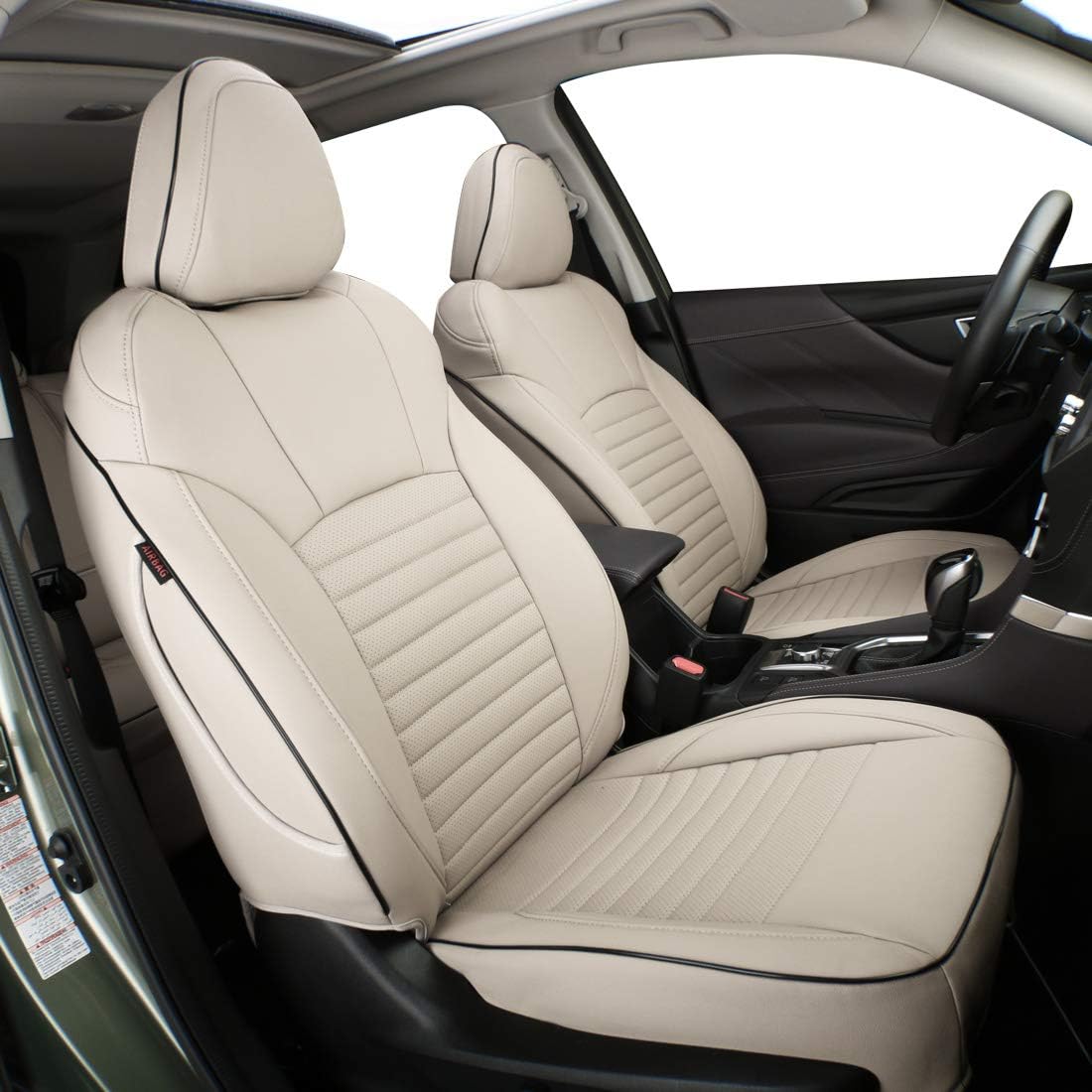 FGAITH Sitzbezüge Auto Leder Komplettset für Lincoln MKZ 2015-2023, Wasserdichtes Autositzbezüge Set Vorne und Hinten Auto Sitzbezüge Kompatibel Airbag,A/BEIGE von FGAITH