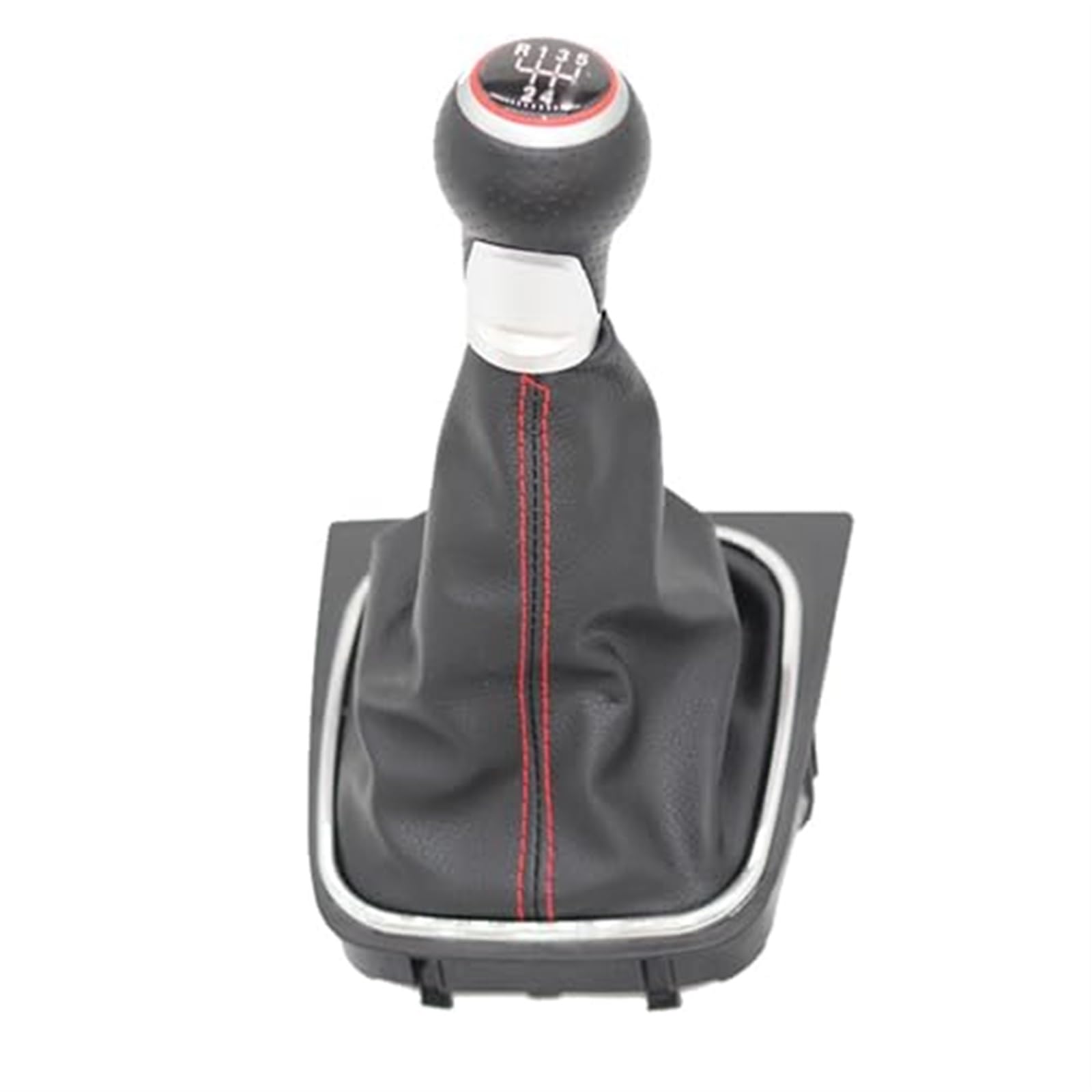 SchaltknäUfe Für VW für Golf 6 MK5 MK6 für Jetta 2005 2006 2007 2008-2014 Ledermanschette Schaltknauf Schalthebelmanschette 5/6-Gang-Schaltknauf 12 mm(‎R12345 Red Line) von FGKDLDZCZM