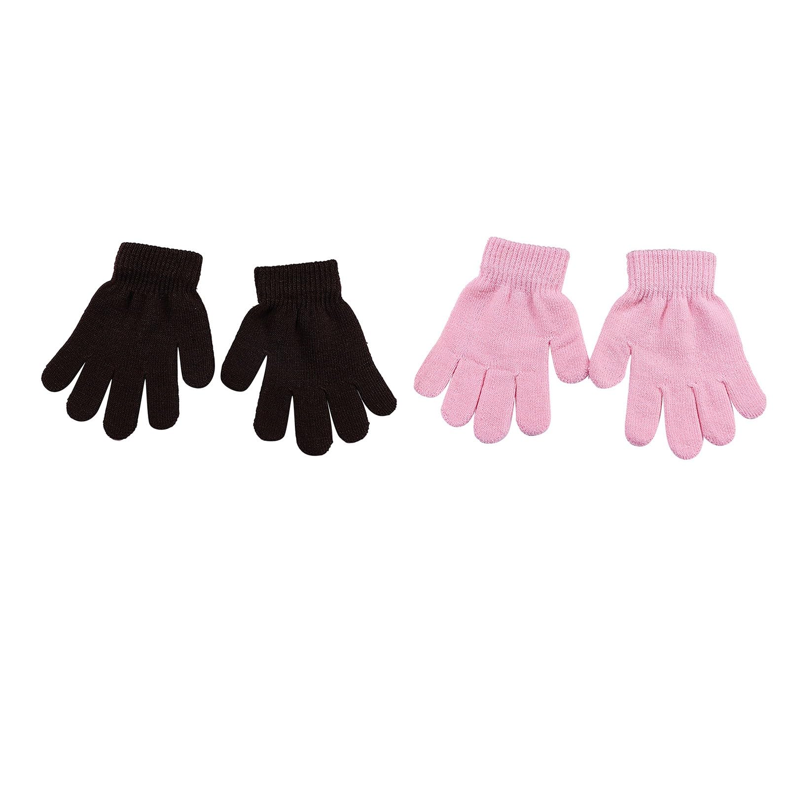 FGUUTYM 2 Paar Winterhandschuhe für, dehnbar, warm, Großpackung, Mädchen, Kinderfäustlinge (Black, One Size) von FGUUTYM