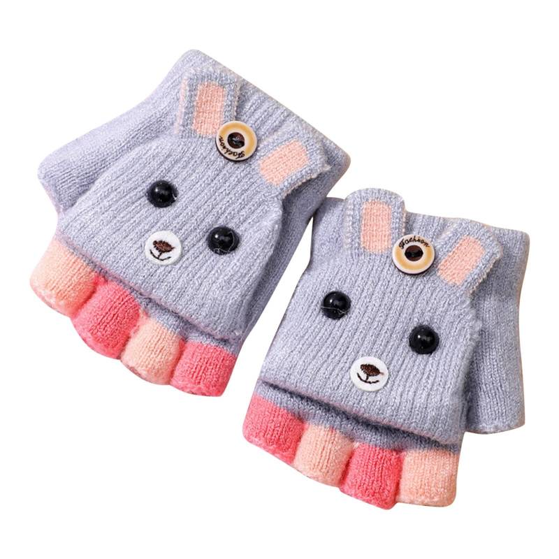 FGUUTYM Cabrio 215 Flip Winter Handschuhe Handschuhe Fingerlose Abdeckung Kleinkind Stricken Mit Fäustling Top Wolle Für Mädchen Wintersportausrüstung Handschuhe Baby Finger (Grey, One Size) von FGUUTYM