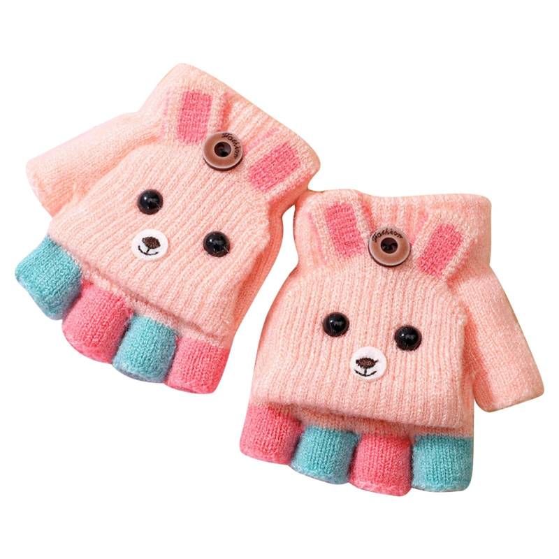 FGUUTYM Cabrio 215 Flip Winter Handschuhe Handschuhe Fingerlose Abdeckung Kleinkind Stricken Mit Fäustling Top Wolle Für Mädchen Wintersportausrüstung Handschuhe Baby Finger (Pink, One Size) von FGUUTYM