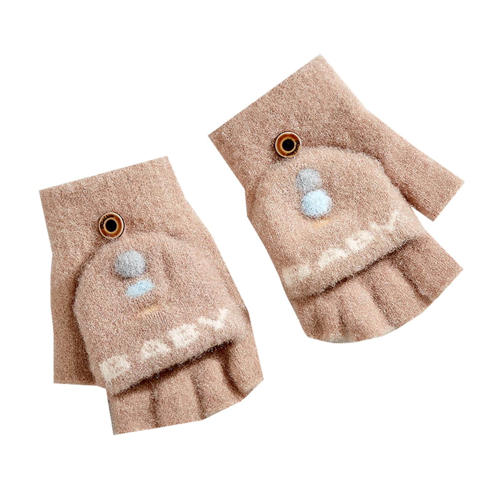 FGUUTYM Clamshell-Handschuhe für, halber Finger, niedlich, Winter, verdickt, warm, Baby- Schlittschuhe Schoner (Khaki, One Size) von FGUUTYM