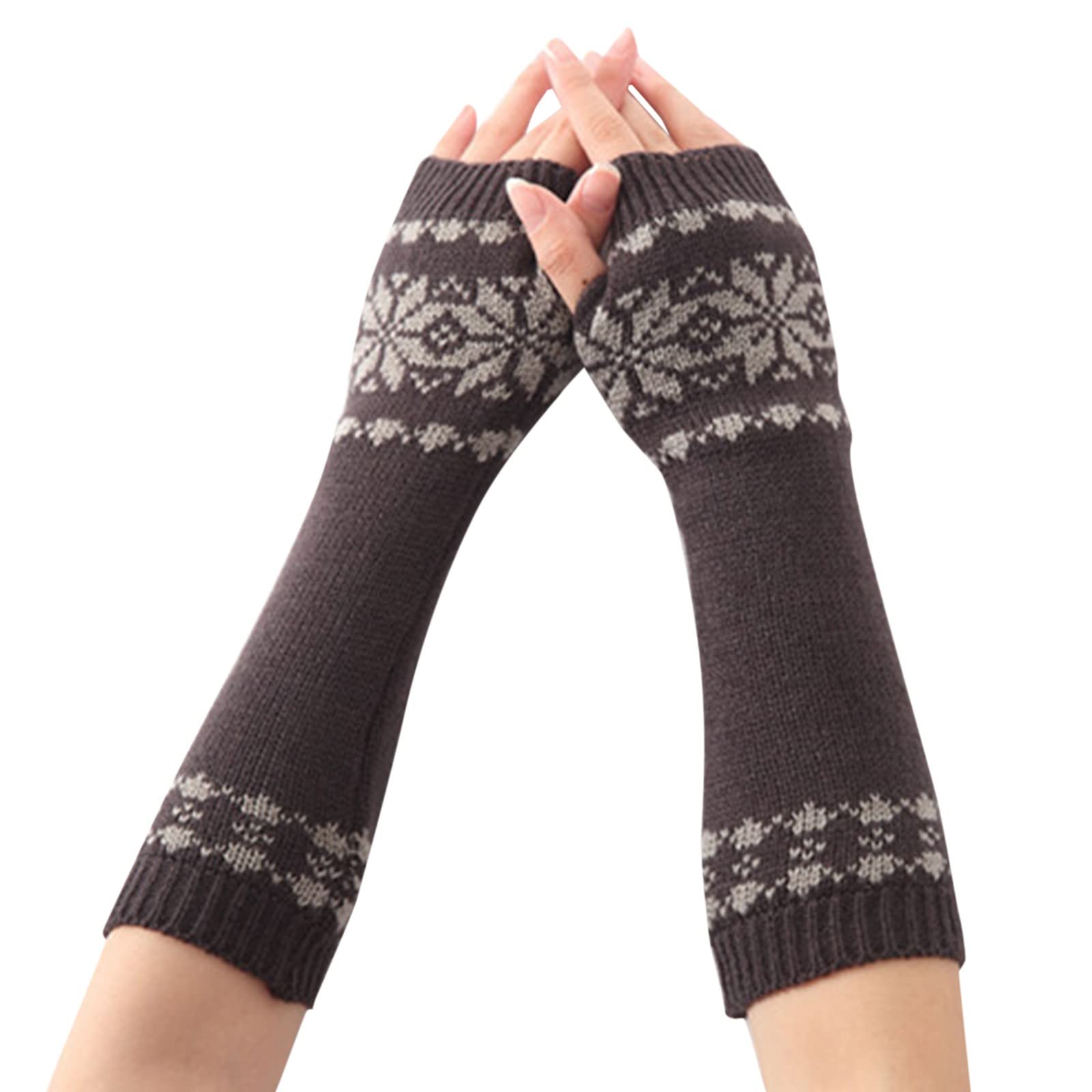 FGUUTYM Fingerlose Handgelenkwärmer für die Wintersaison, Unterarmwärmer, weihnachtliche Schneeflocken-Handschuhe Smartphone Handschuhe Damen (Dark Gray, One Size) von FGUUTYM