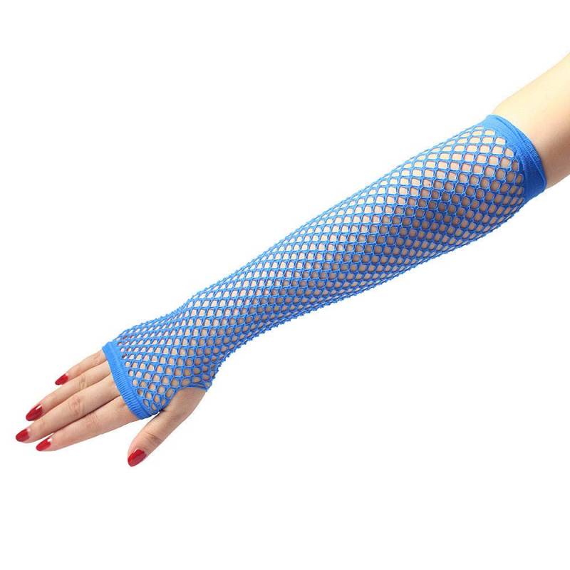 FGUUTYM High Women fingerlose Spitze Elastizität lange Handschuhe Frauen Netz-reizvolle Handschuhe Bauhandschuhe Fingerlos (Blue, One Size) von FGUUTYM