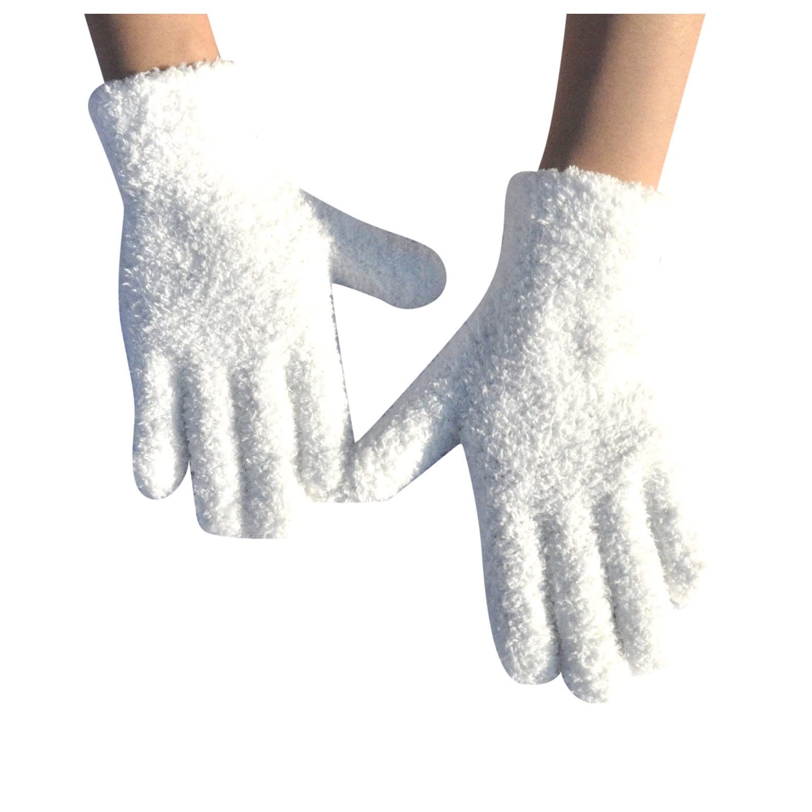 FGUUTYM Kalte Herren- und Handschuhe, einfarbige, warme, dicke Samt- und Strickhandschuhe für Damen Handschuhe Baumwolle Weiß (White, One Size) von FGUUTYM