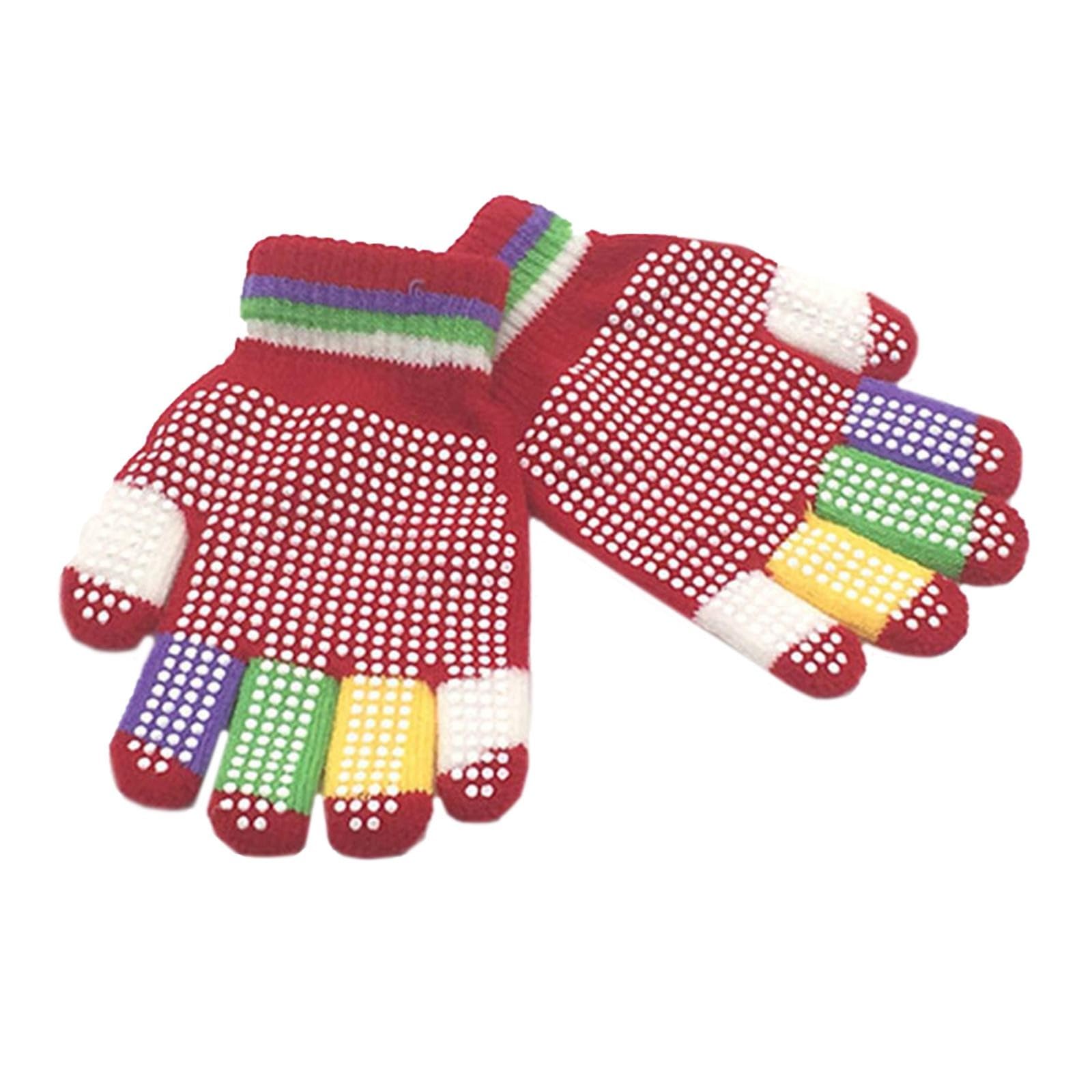 FGUUTYM Kids Gloves Winter Keep Warm Gloves Non Slip Stretchy Kids Gloves For Boys Or Girls Handschuhe Und (Red, One Size) von FGUUTYM