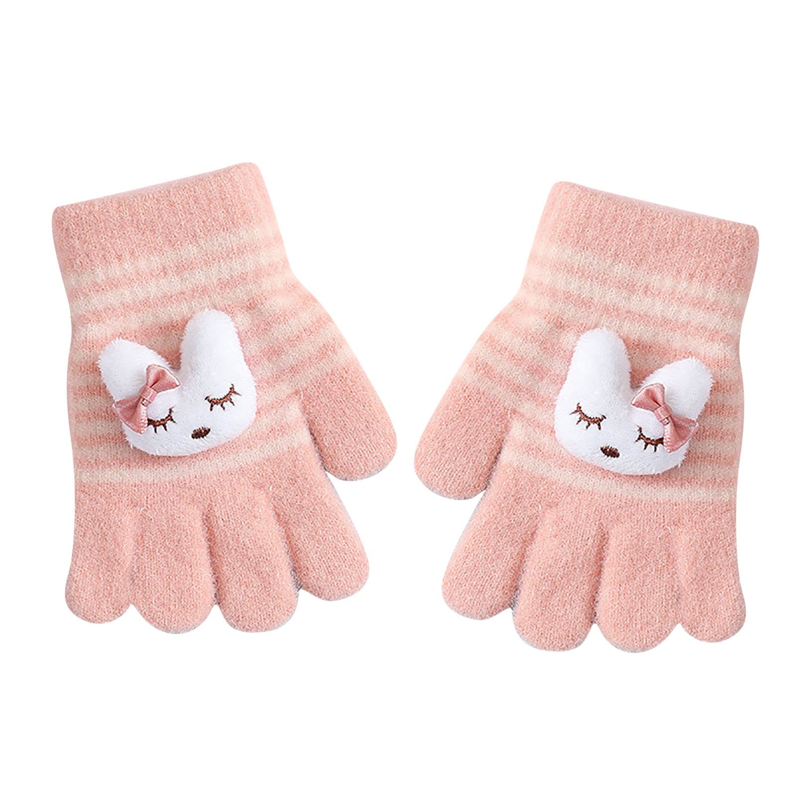 FGUUTYM Kinder Winterhandschuhe Kinder dehnbare warme Handschuhe oder Mädchen Strickhandschuhe Frauen Handschuhe Touchscreen (Pink, One Size) von FGUUTYM