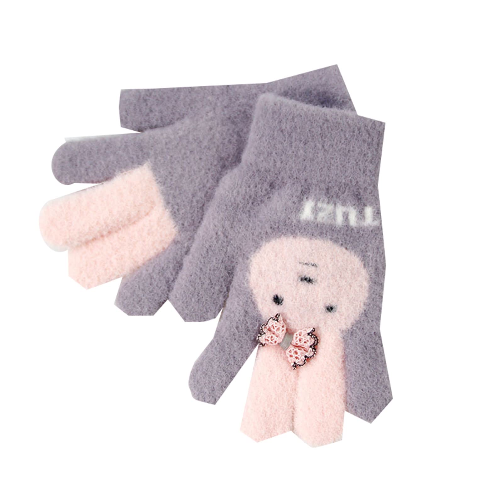 FGUUTYM Kleinkind Handschuhe Kaninchen niedlich Outdoor Winter Samt verdickte warme kalte Fünf-Finger-Handschuhe Kinderhandschuhe 24 Monate (Grey, One Size) von FGUUTYM