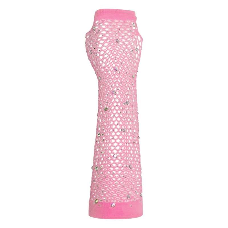 FGUUTYM Mesh Kurze Handschuhe Party Punk Halbfinger Mesh Stretch Farbe Handschuhe Sexspielzeug Für Frauen S (Pink, ONESIZE) von FGUUTYM