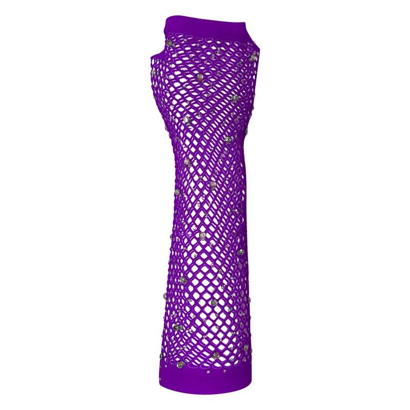 FGUUTYM Mesh Kurze Handschuhe Party Punk Halbfinger Mesh Stretch Farbe Handschuhe Sexspielzeug Für Frauen S (Purple, ONESIZE) von FGUUTYM