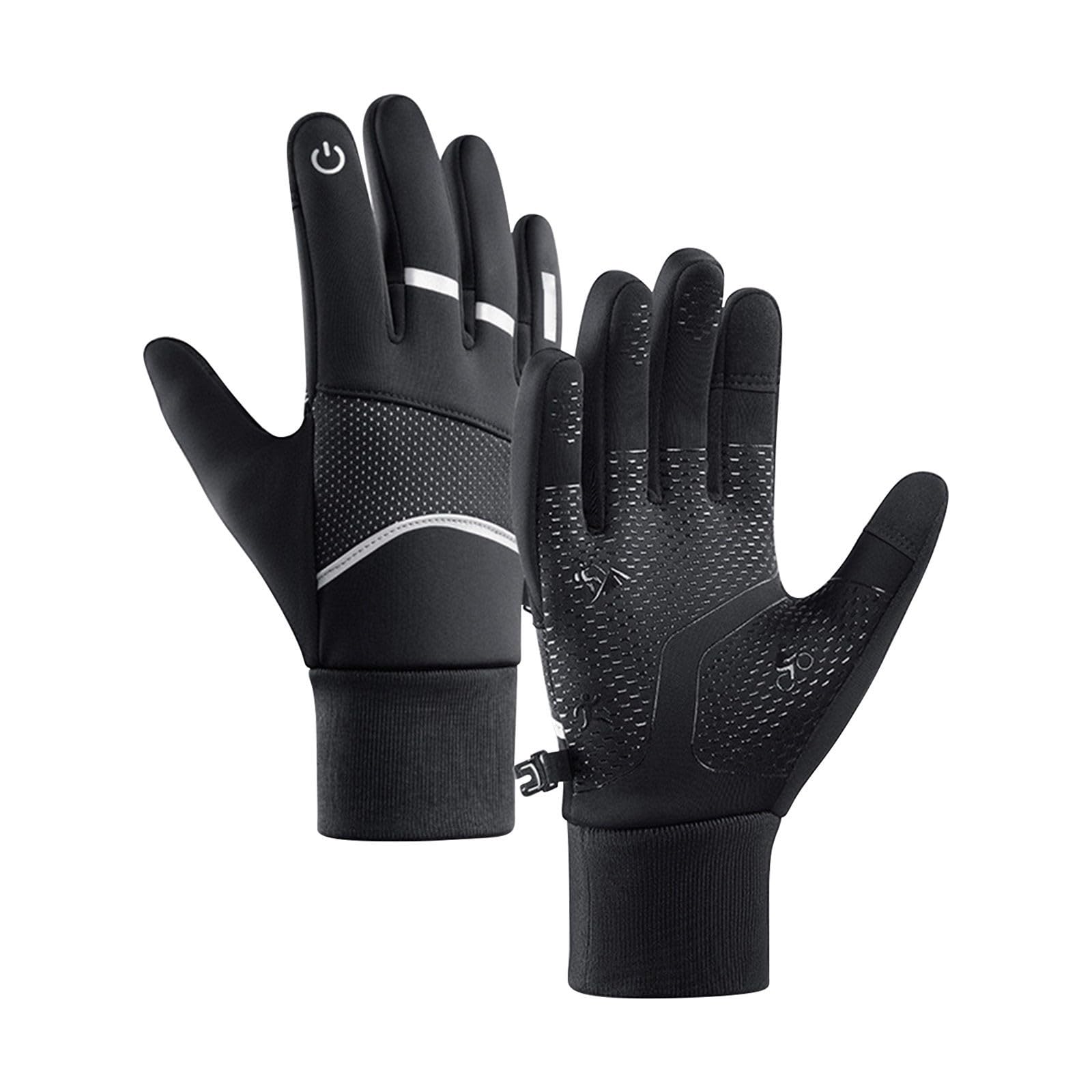 FGUUTYM Motorradhandschuhe, Touchscreen-Fahrradhandschuhe, warme Winter-Thermohandschuhe, Mountainbike-Anti-Rutsch-Handschuhe, atmungsaktiv, leicht, Dirt-Street-Handschuh, Herren (Black, L) von FGUUTYM