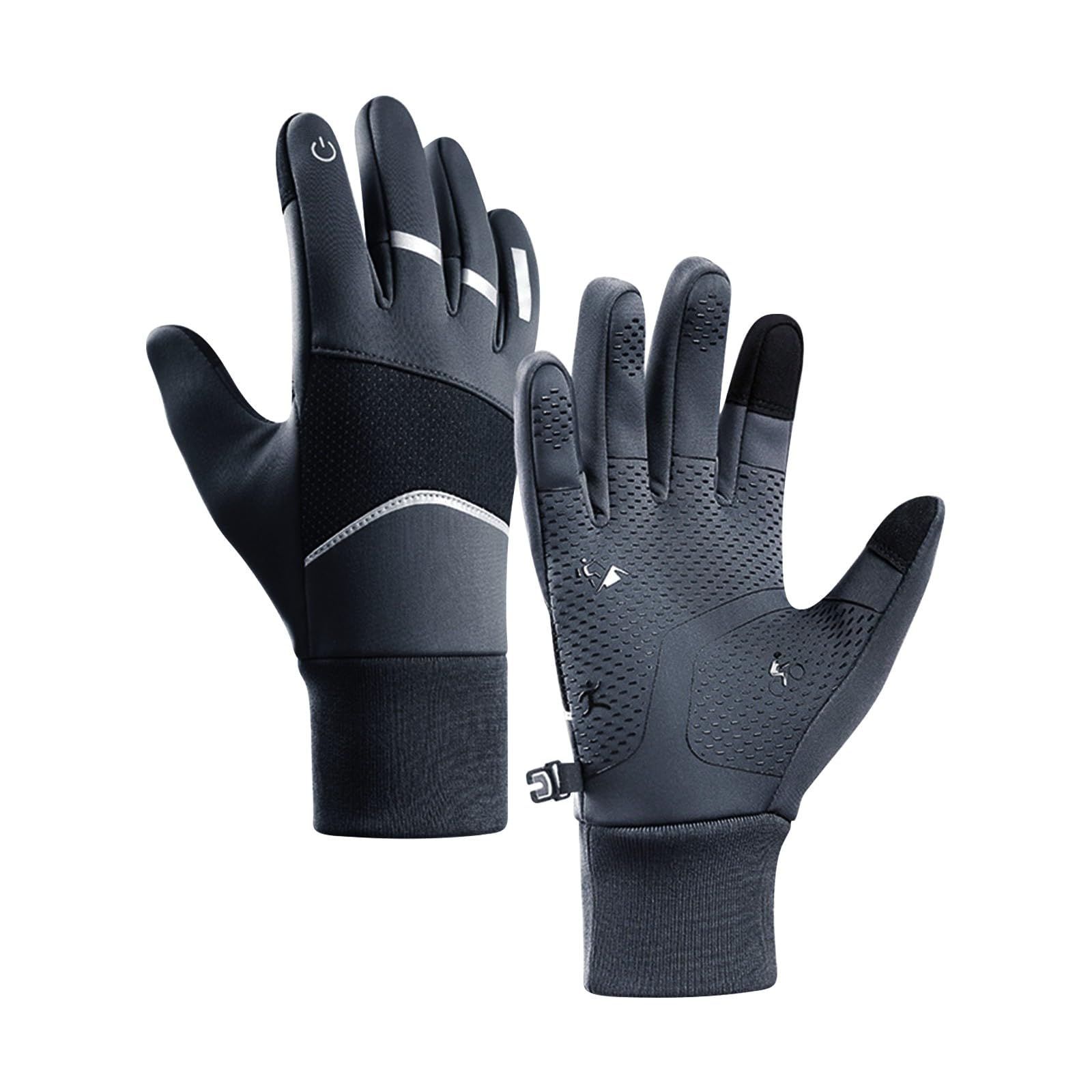 FGUUTYM Motorradhandschuhe, Touchscreen-Fahrradhandschuhe, warme Winter-Thermohandschuhe, Mountainbike-Anti-Rutsch-Handschuhe, atmungsaktiv, leicht, Dirt-Street-Handschuh, Herren (Grey, M) von FGUUTYM