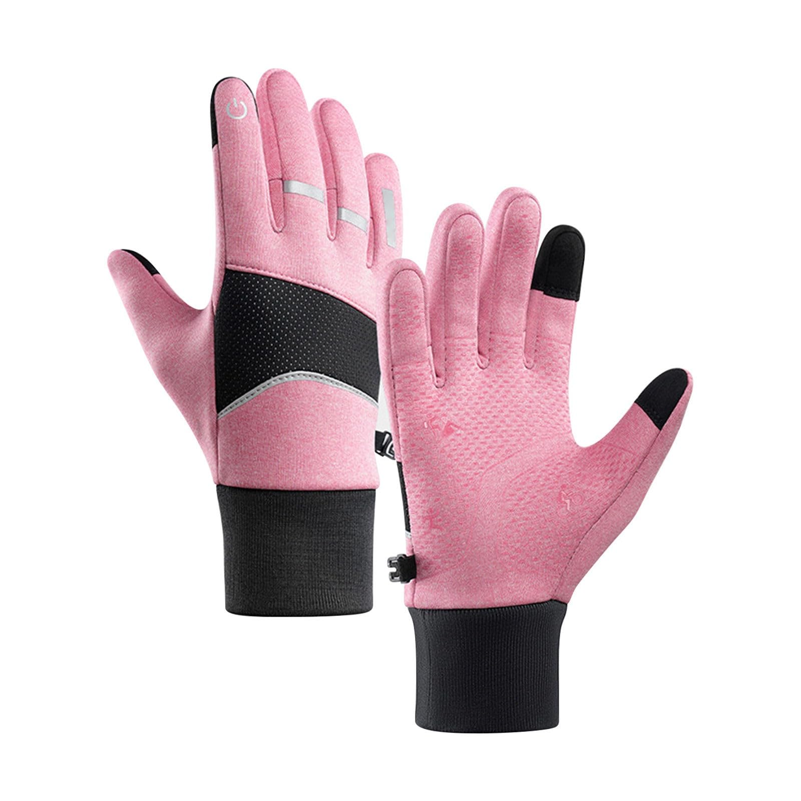 FGUUTYM Motorradhandschuhe, Touchscreen-Fahrradhandschuhe, warme Winter-Thermohandschuhe, Mountainbike-Anti-Rutsch-Handschuhe, atmungsaktiv, leicht, Dirt-Street-Handschuh, Herren (Pink, L) von FGUUTYM