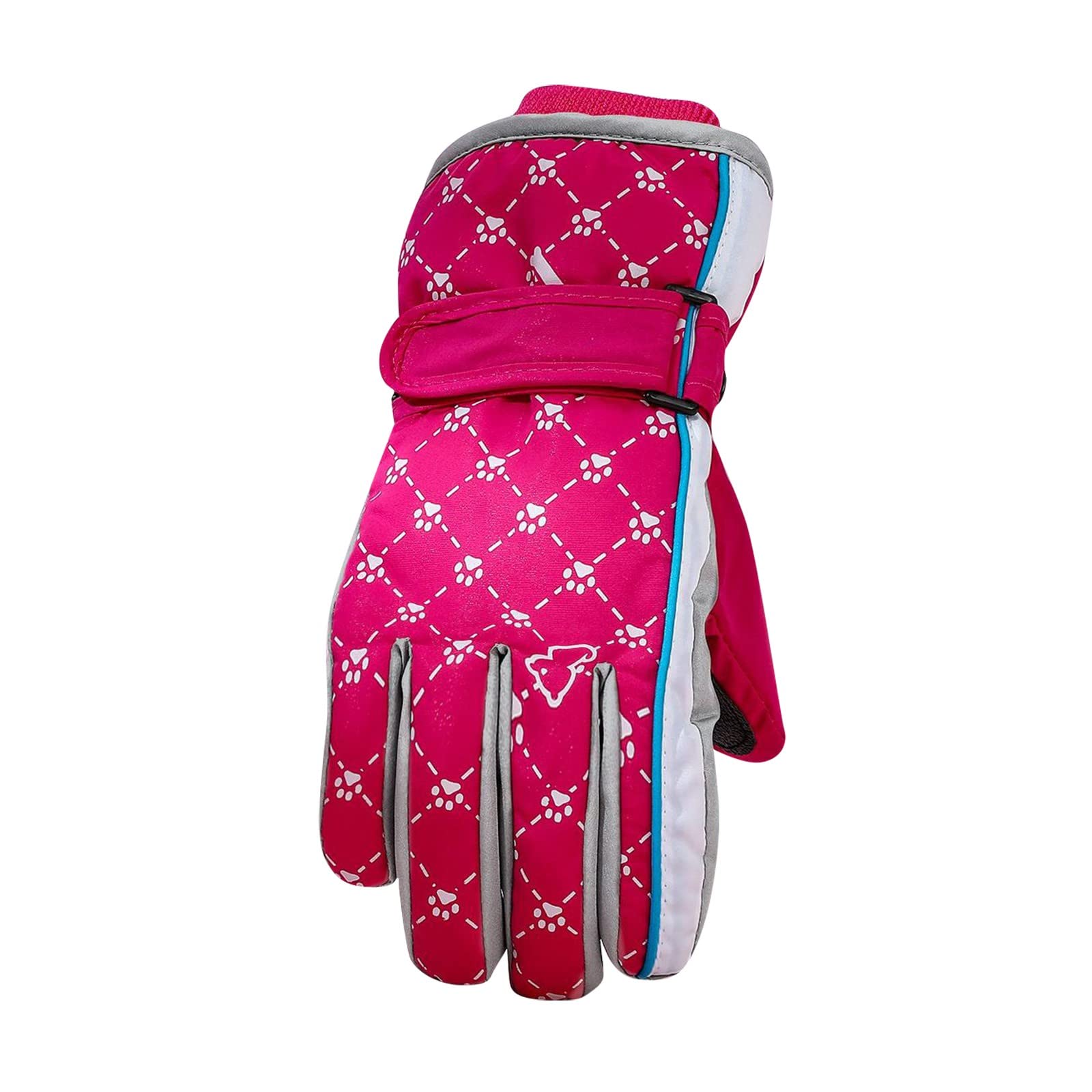 FGUUTYM Skihandschuhe Winter Snowflake Printing Skihandschuhe Warme Handschuhe Fahrradhandschuhe Weiche winddichte Handschuhe Touchscreen Handschuhe Damen S (Hot Pink, One Size) von FGUUTYM