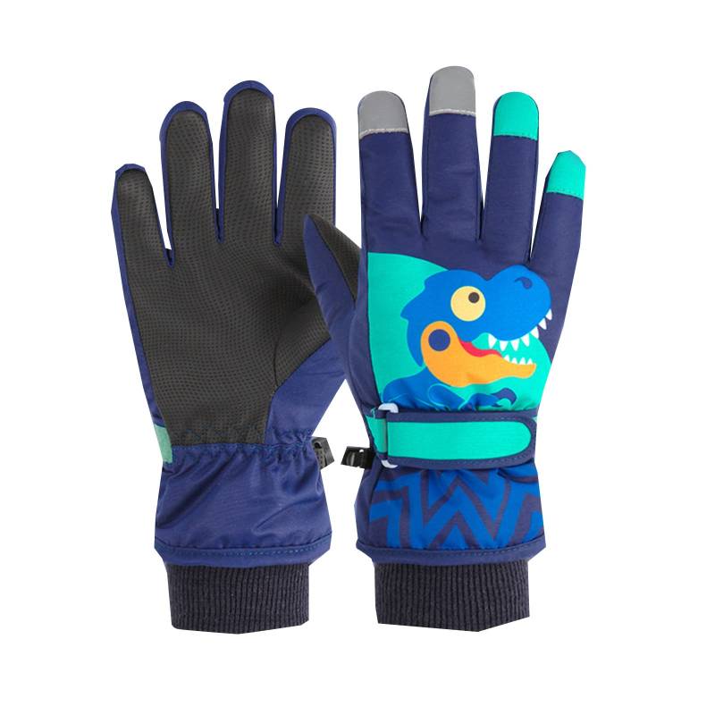 FGUUTYM Skihandschuhe Winter Stil Dicke Warme Wasserdichte Dinosaurier Fahrrad Handschuhe Kleinkind Wasserdicht (Navy, 12-15 Years) von FGUUTYM