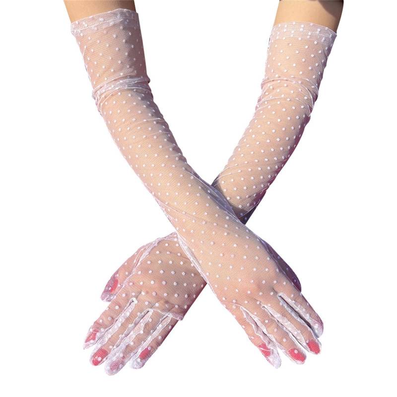 FGUUTYM Spitzenarmstulpen Spitzenhandschuhe für Frauen oder Mädchen Stoffhandschuhe Damen Grau (White, A) von FGUUTYM