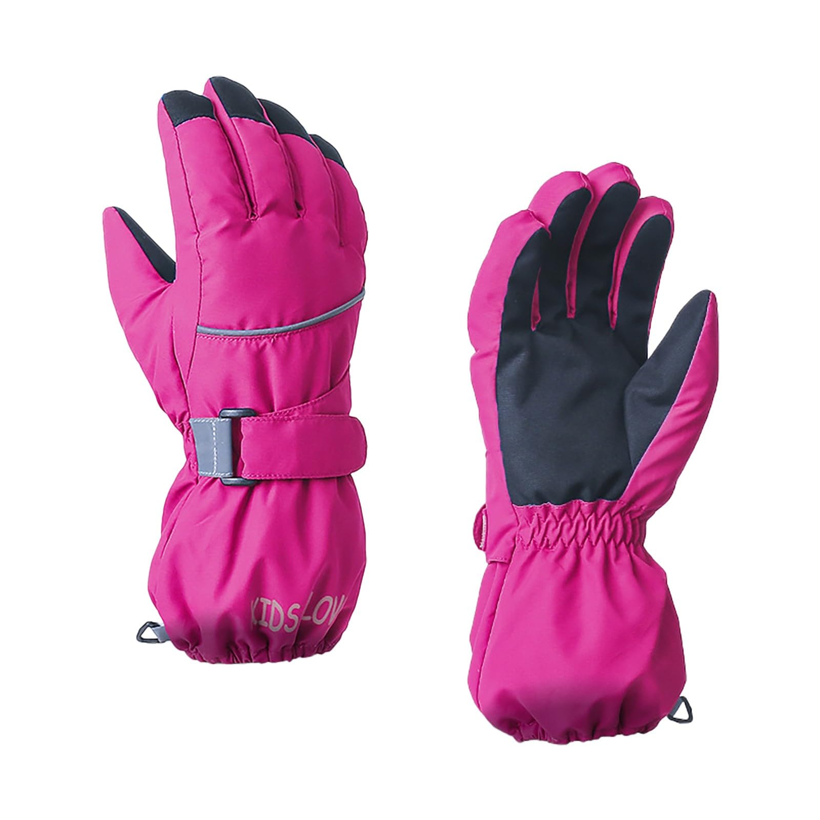 FGUUTYM Warme Kinderhandschuhe für den Winter, Schnee, wasserfeste Handschuhe für Outdoor-Sport, sperrige Skihandschuhe für und Mädchen Wasserdicht Handschuhe Kind (Hot Pink, 12-14) von FGUUTYM