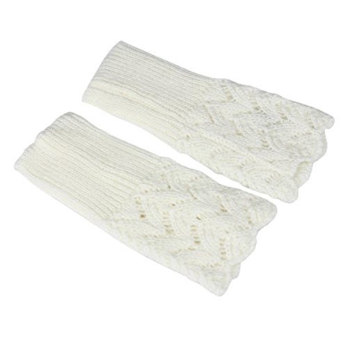 FGUUTYM Warmer Winter-Kurzabsatz für Damen, halbfingerlose Strickhandschuhe Handschuhe Rot Damen Winter (White, One Size) von FGUUTYM