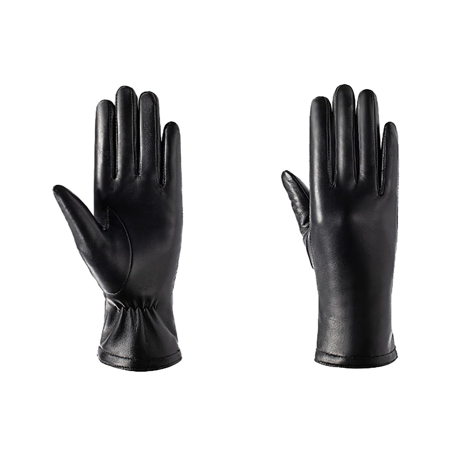 FGUUTYM Winter-Damen-PU-Handschuhe, schwarze Touchscreen-Lederhandschuhe, weich und warm Latexhandschuhe (Black, L) von FGUUTYM