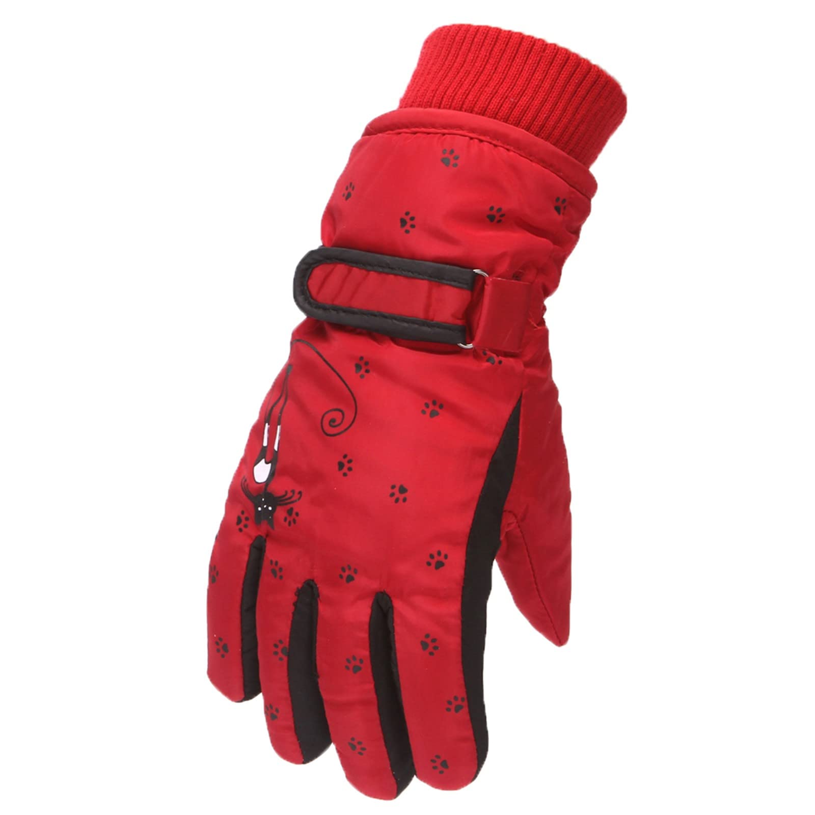 FGUUTYM Winter-Outdoor-Mädchen-Schnee-Skaten-Snowboarden Winddichte warme Handschuhe, perfekt für von 6 bis 12 Jahren Faschingskostüme Damen (Red, One Size) von FGUUTYM