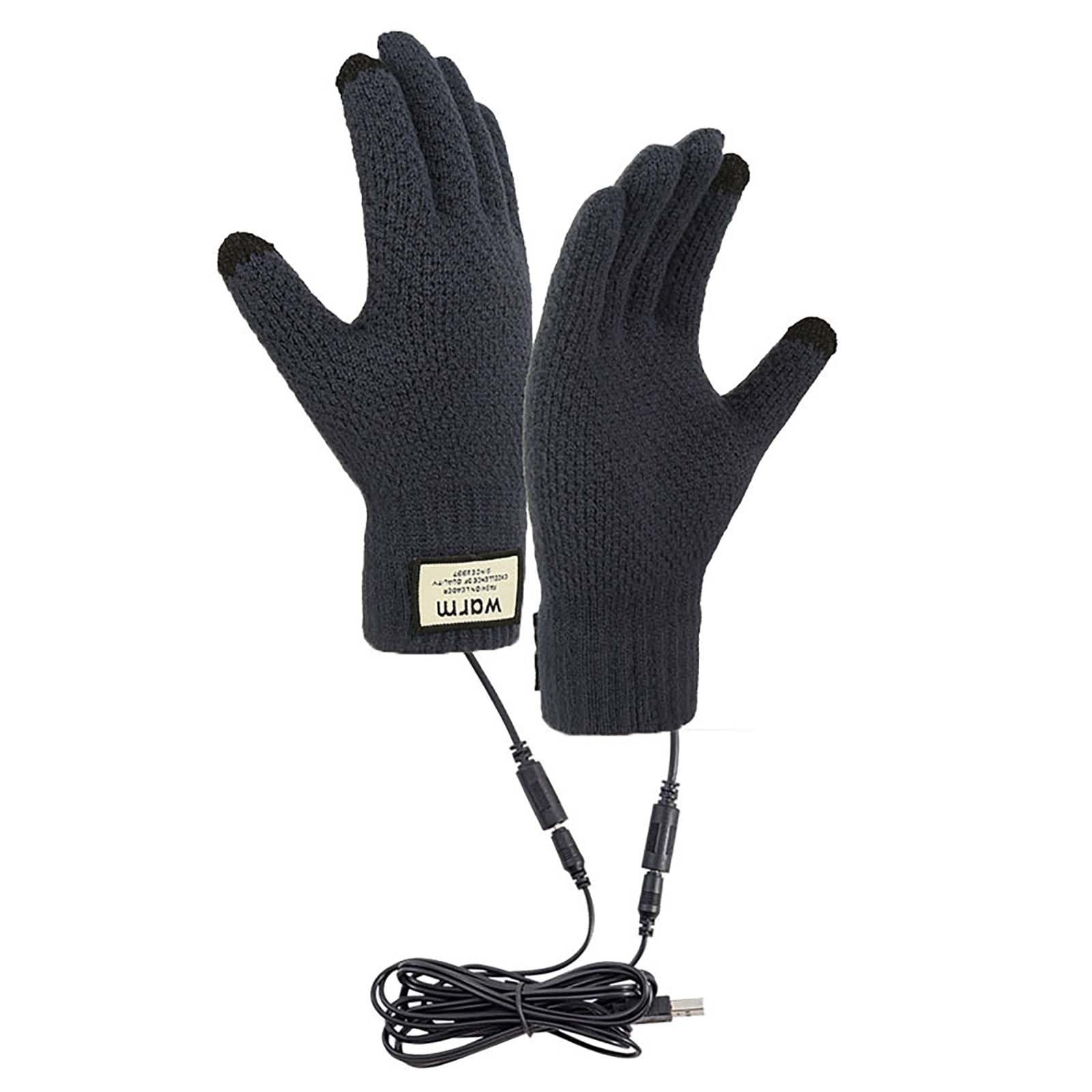 FGUUTYM Winter USB Heated Warm Gloves Heated Hand Warm Hiking Driving Running Cycling Lange Lederhandschuhe Schwarz (Dark Gray, One Size) von FGUUTYM