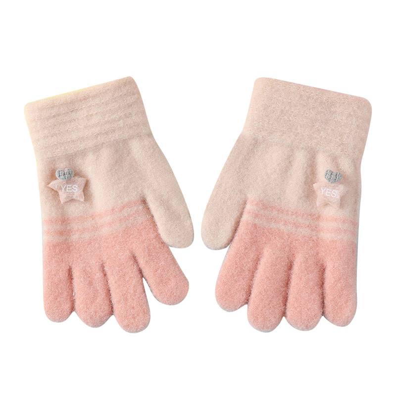 FGUUTYM Winterhandschuhe dehnbare warme Handschuhe oder Mädchen Strickhandschuhe Schmuck Schwarz (B, One Size) von FGUUTYM