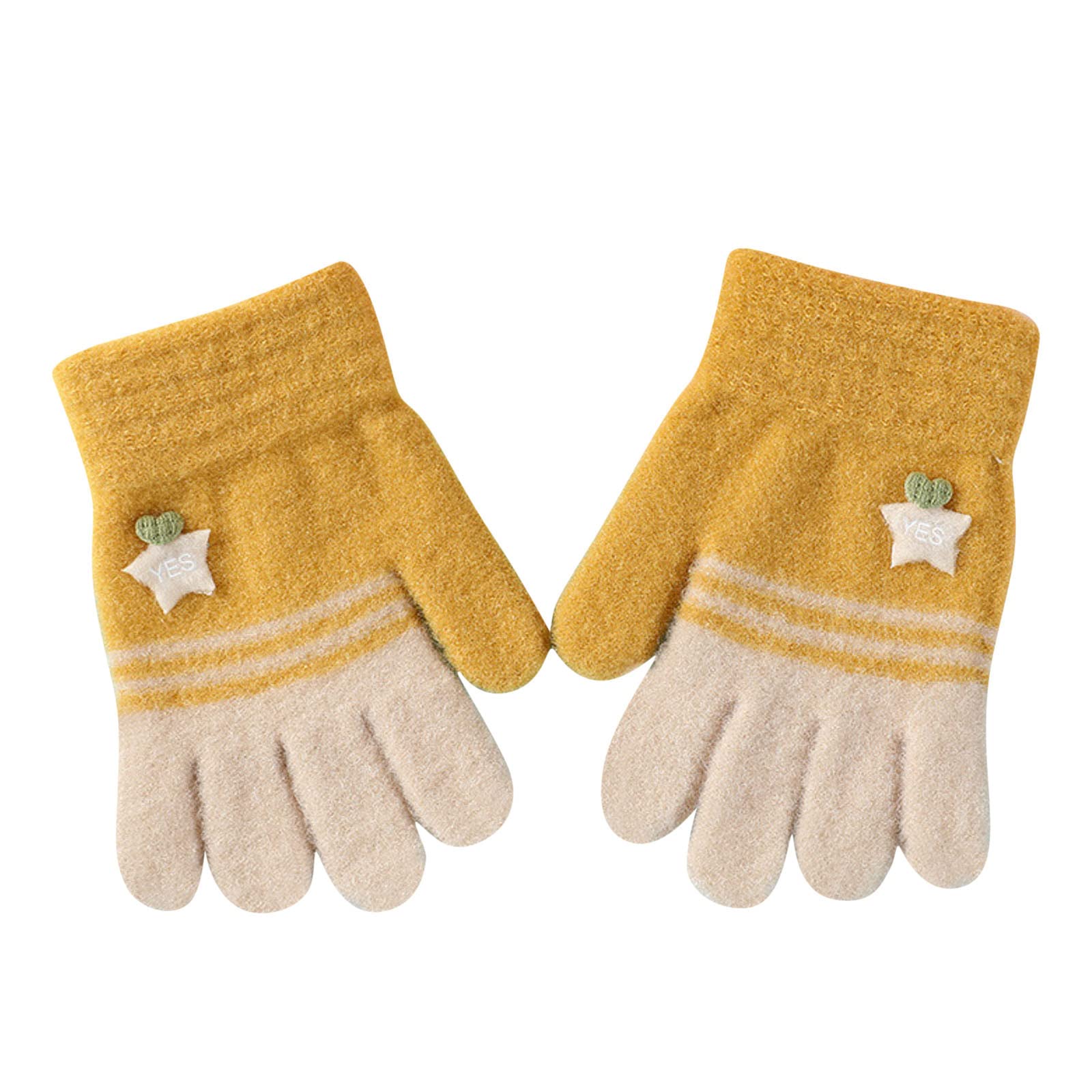 FGUUTYM Winterhandschuhe dehnbare warme Handschuhe oder Mädchen Strickhandschuhe Schmuck Schwarz (Yellow, One Size) von FGUUTYM