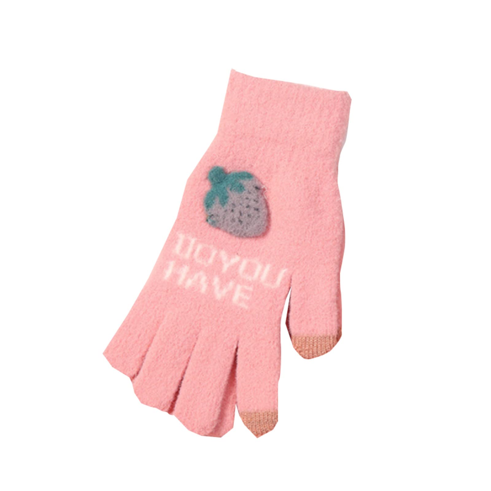 FGUUTYM Wollhandschuhe Winter Niedlich Warme Handschuhe Bestickte Erdbeer Finger Sporthandschuhe 3 Jahr (Pink, One Size) von FGUUTYM