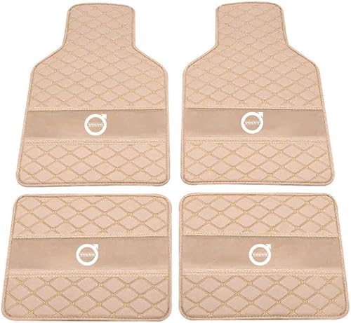 Auto Leder Fußmatten für Volvo C30 2006-2013, Allwetter Wasserdicht rutschfeste Abriebfest Bodenmatten Set Teppiche Schutz Zubehör,Beige von FGXBD