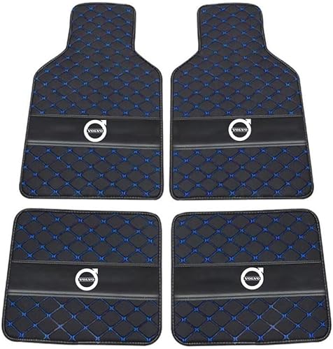 Auto Leder Fußmatten für Volvo C30 2006-2013, Allwetter Wasserdicht rutschfeste Abriebfest Bodenmatten Set Teppiche Schutz Zubehör,Black+Blue von FGXBD