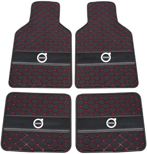 Auto Leder Fußmatten für Volvo C30 2006-2013, Allwetter Wasserdicht rutschfeste Abriebfest Bodenmatten Set Teppiche Schutz Zubehör,Black+red von FGXBD