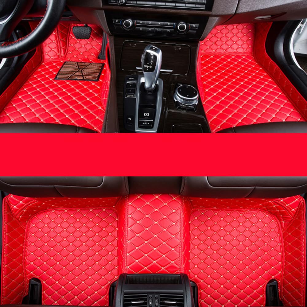 Auto Fußmatten für BMW 2 Serise wagon 7seats 2014-2024,Leder Auto Teppich Antirutschmatten wasserdicht Allwetterschutz Foot Pads Premium Fussmatten,Red von FGYLS